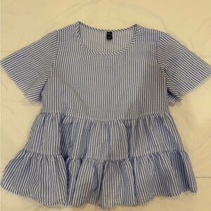 SHEIN Blue and White Striped Blouse